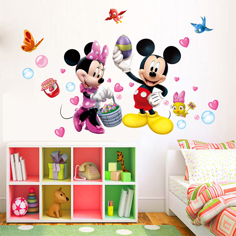 Cartoon Mickey Mickey Mouse Children's Room Sticker Bedroom Decoration Kindergarten Cute Wall Sticker Removable