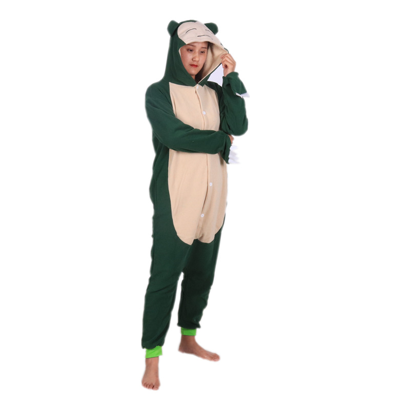 Manufacturer in stock cartoon animal one-piece pajamas Kabi beast polar fleece long sleeve couple autumn and winter Foreign Trade home wear