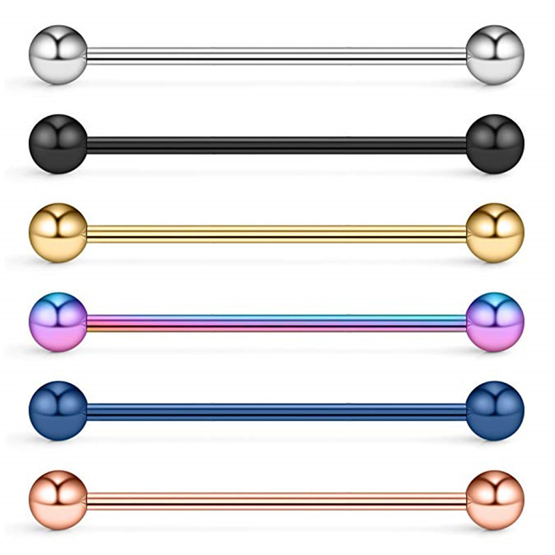 Piercing jewelry direct AliExpress wish stainless steel color industrial barbell long bar ear bone nail human body jewelry