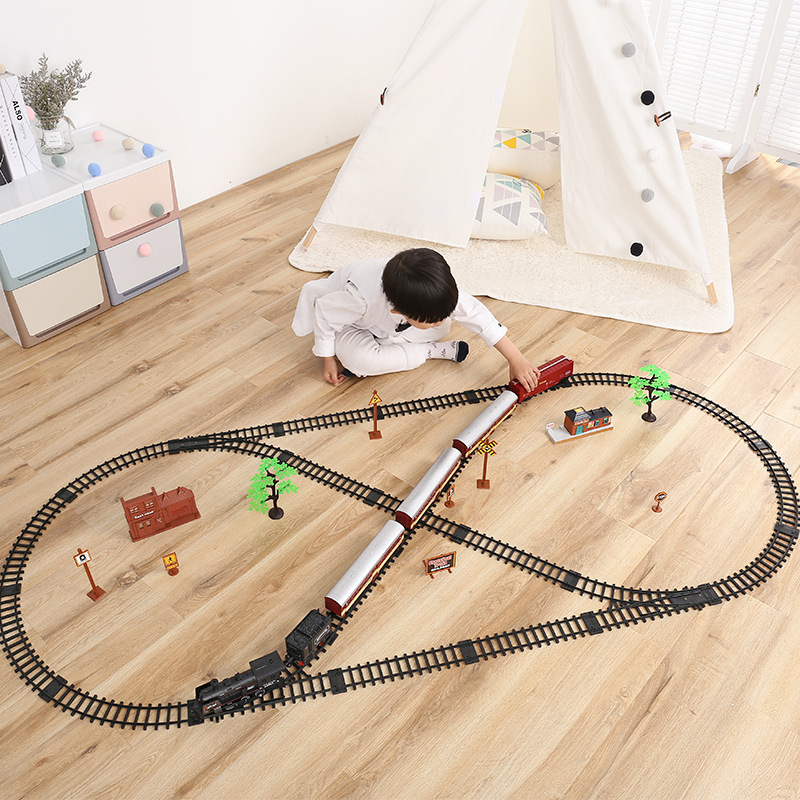 シミュレーション電動軌道古典模型玩具高速鉄道小列車復古蒸気列車玩具少年|undefined