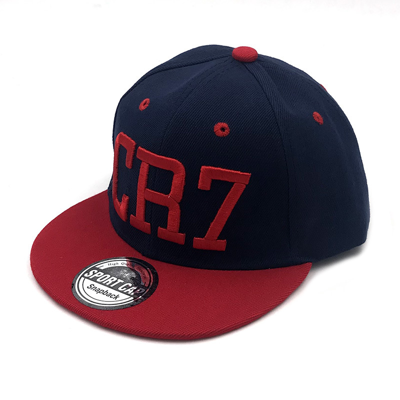 Foreign Trade Embroidered CR7 Letters Children's Color Matching Baseball Cap C Luo Outdoor Hip-Hop Cap Korean Style Flat Cap Trendy