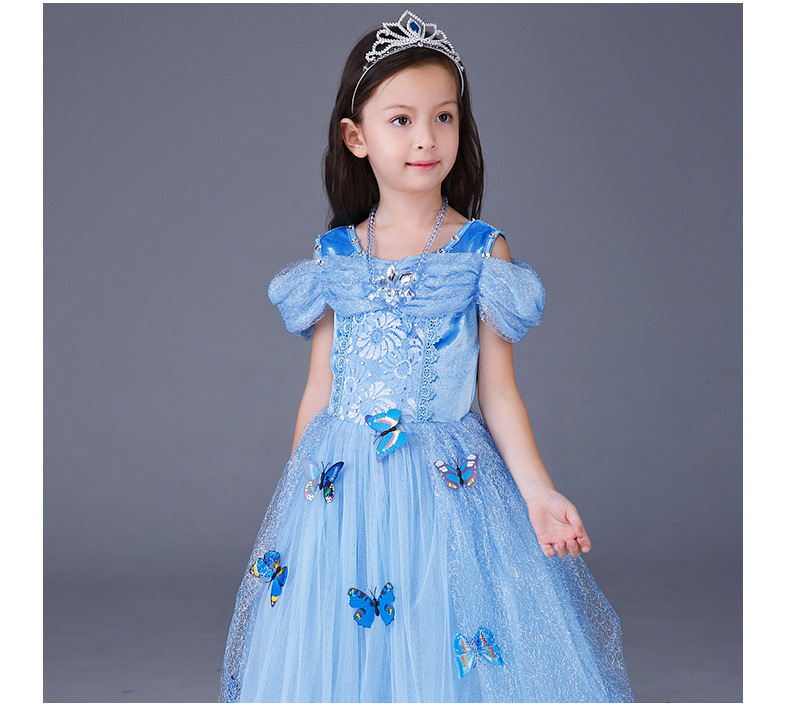 210000 Santa Festival Cinderella Dress Frozen Aisha Sophia Girls Dress Children's Short Sleeve Princess Dress
