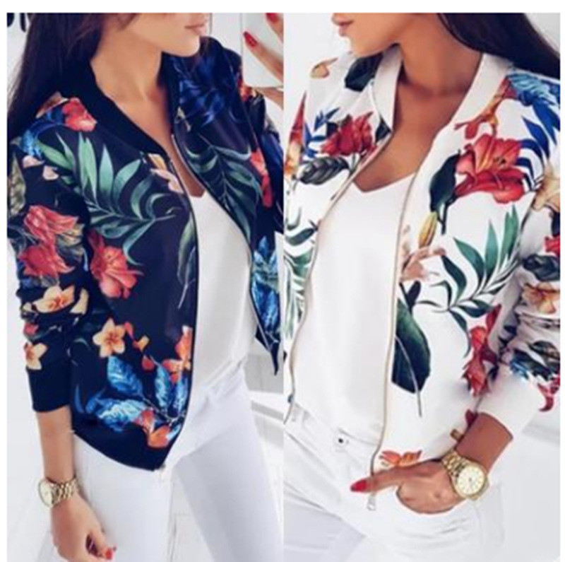 ebay AliExpress foreign trade spring and autumn printed long sleeve short coat