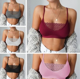 2019wish European and American foreign trade explosions lace sexy tube top perspective solid color camisole base