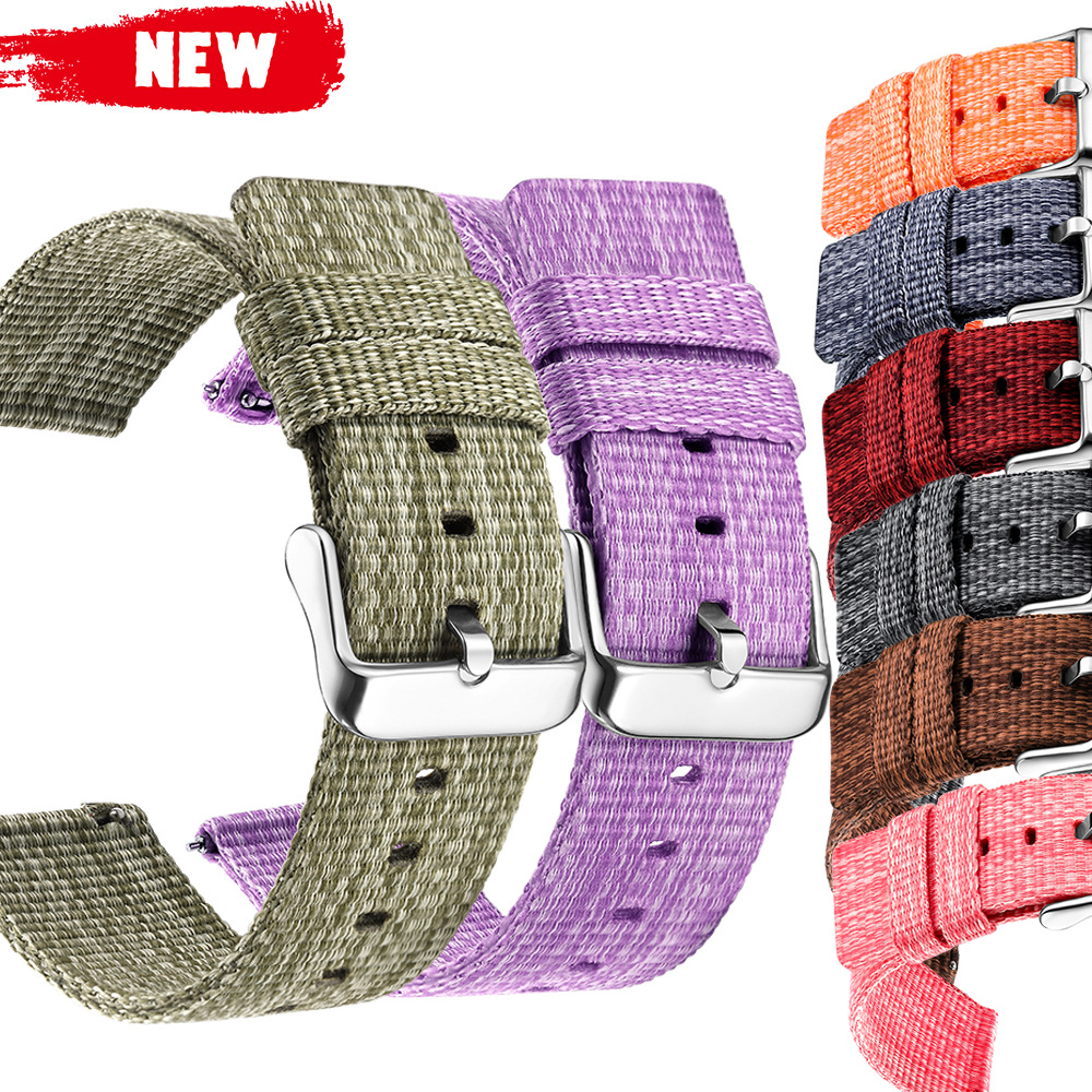 Quick release raw ear fitting Gear S3 S2 thick nylon canvas watch strap 18mm20 22mm 24mm 8 colors