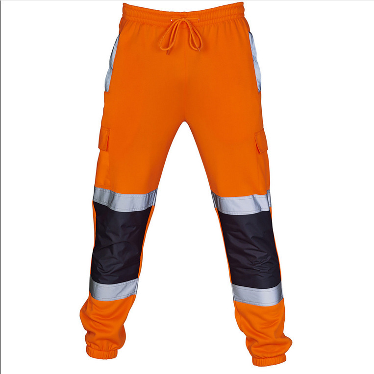 Amazon autumn and winter new men's casual pants European and American stitching silver reflective strip toe overalls sports men