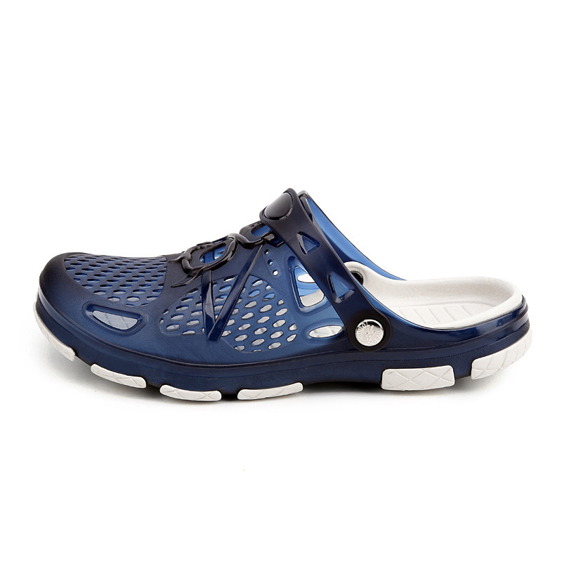 Summer New Men's Sandals Closed Toe Hollow Beach Hole Shoes Non-slip Large Size Jelly Shoes Dual-purpose Sandals