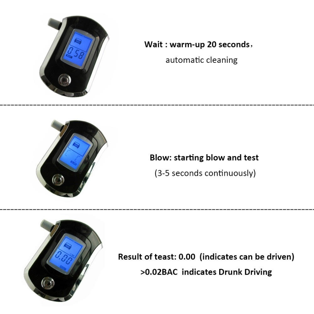 English version AT6000 with 20 mouth portable hand-held breathing alcohol tester blowing alcohol detector