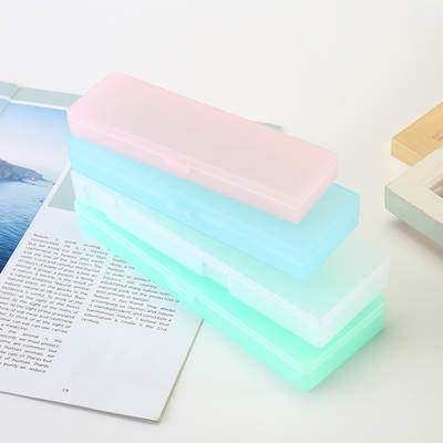 Transparent frosted stationery box student storage pencil case wholesale pencil case multi-use creative stationery plastic pencil case