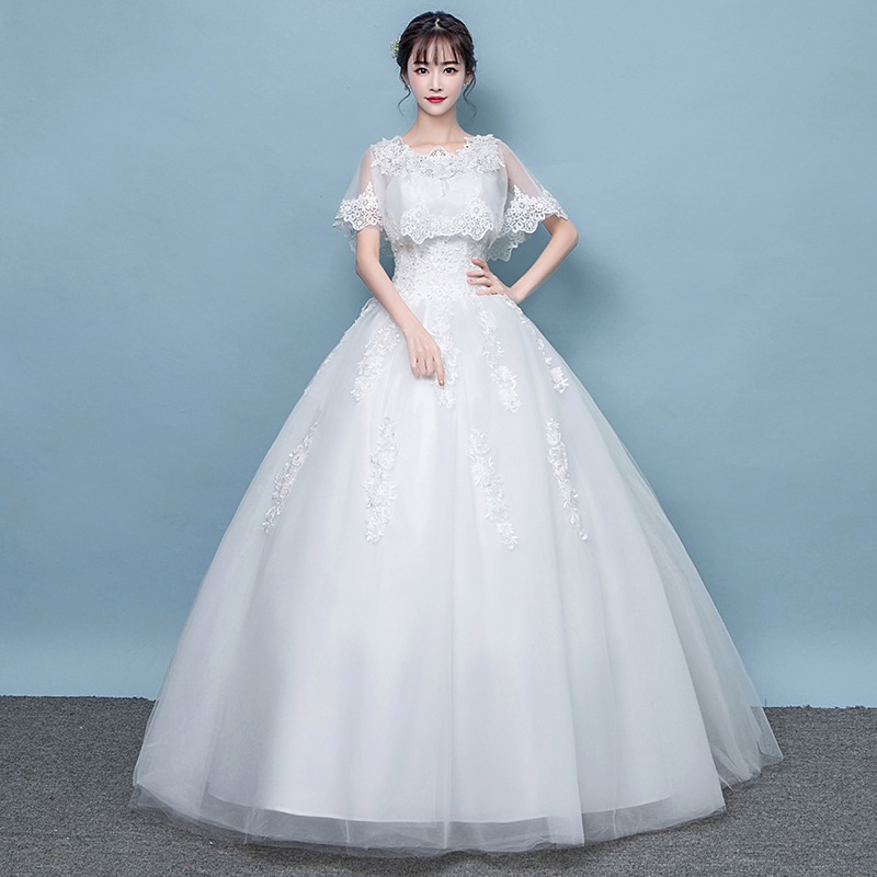 Wedding Dress 2022 Mori Style New Trailing Round Neck Korean Style Princess Bride Women's Slimming Wedding Dress