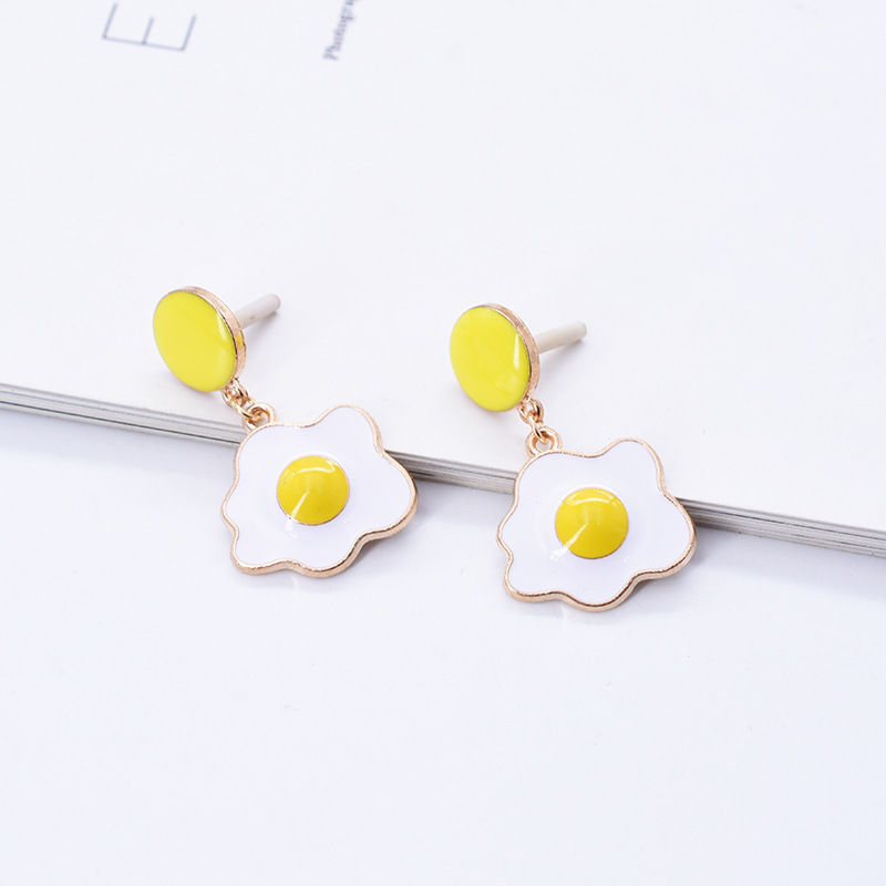 Korean version of diy jewelry accessories alloy drop oil poached egg fried egg earrings earrings bracelet mobile phone small pendant ht