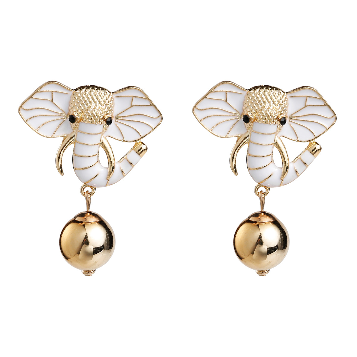 歐美跨境新款耳釘非洲大白象滴油耳環時尚設計感個性耳飾earrings