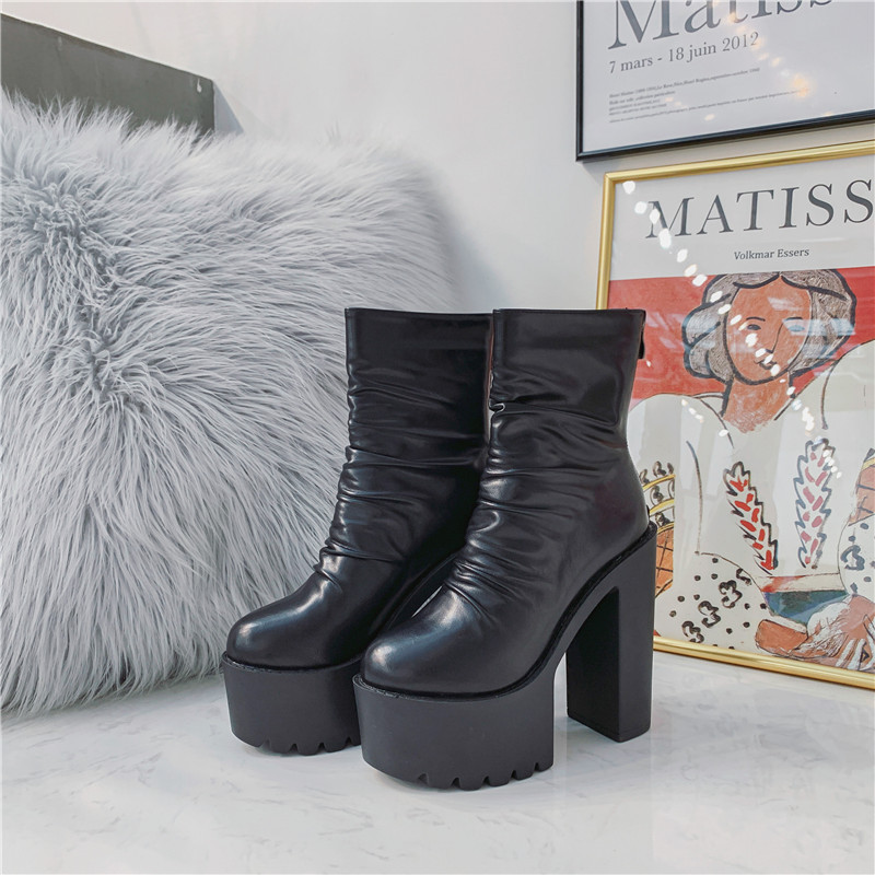 2020 Autumn and Winter new women's boots thick heel Waterproof high heel short boots V1888-29