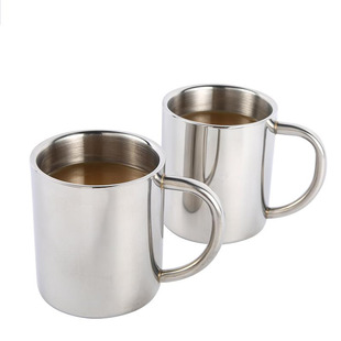 Double Layer Stainless Steel Cup with Ear Mouth 304 Cup with Lid Children's Cup Student Cup Insulated Double Layer Tea Cup Wholesale