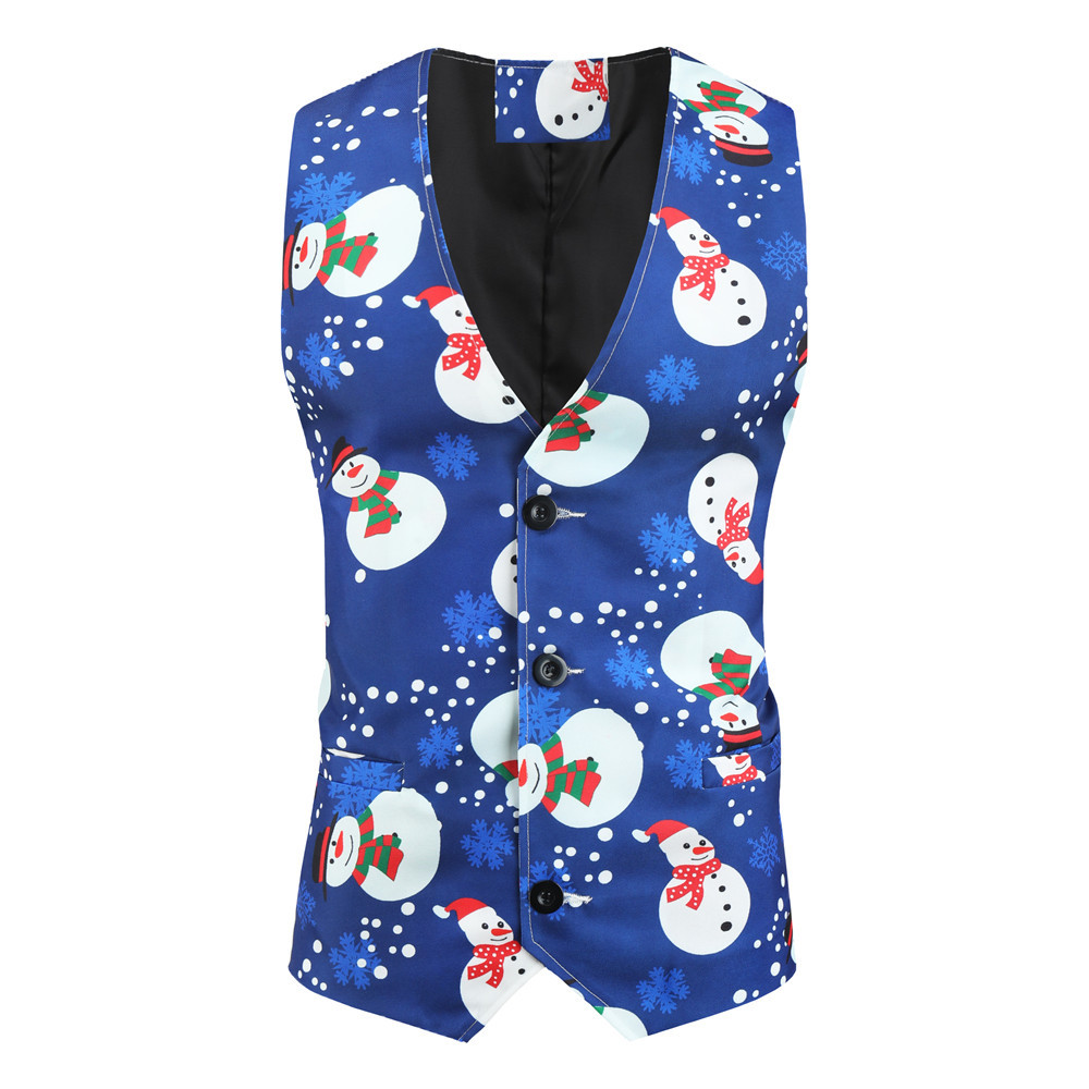 2019 Foreign Trade New Men's Casual Suit Three-piece Christmas Printed Suit Men's Slim-fit Single-button Suit
