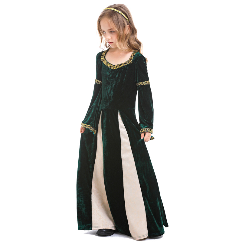 Renaissance Retro Medieval Girls' Costume Song and Dance Drama Stage Costume Palace Trumpet Sleeve Long Dress