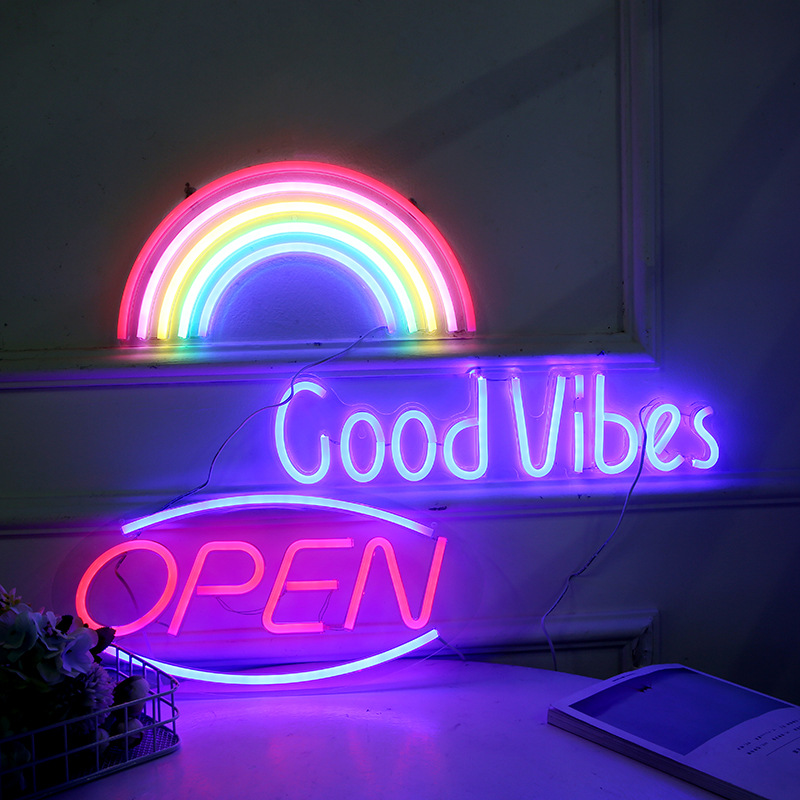 LED neon acrylic backboard rainbow clouds pineapple banana game room bedroom decoration night light