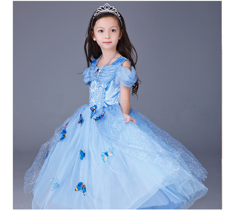 210000 Santa Festival Cinderella Dress Frozen Aisha Sophia Girls Dress Children's Short Sleeve Princess Dress