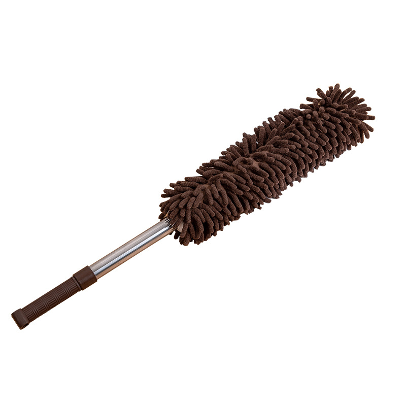 Creative retractable stainless steel chenille dust duster household telescopic rod feather duster