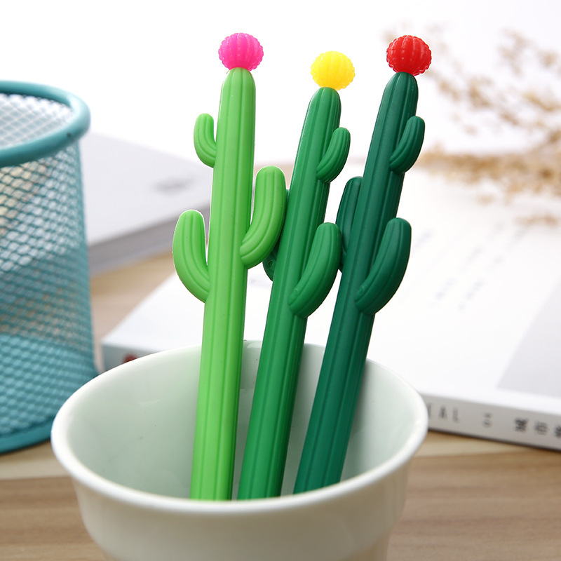 Factory direct creative cactus gel pen plant Black sign pen office pen student stationery