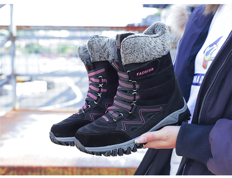 Scarpe di cotone, stivali da neve invernali da donna con suola spessa in pile e scarpe alte in pelle_voghion.com