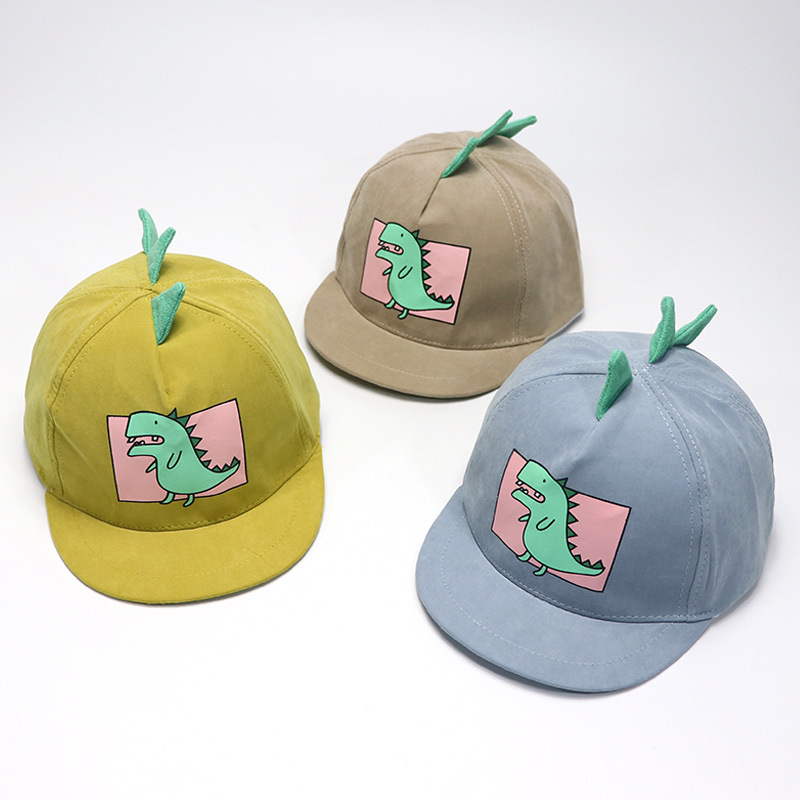 Children's Hat Spring New Cartoon Dinosaur Baseball Cap Trendy Men's and Women's Baby's Sun Hat Korean Style Flat Rim Cap