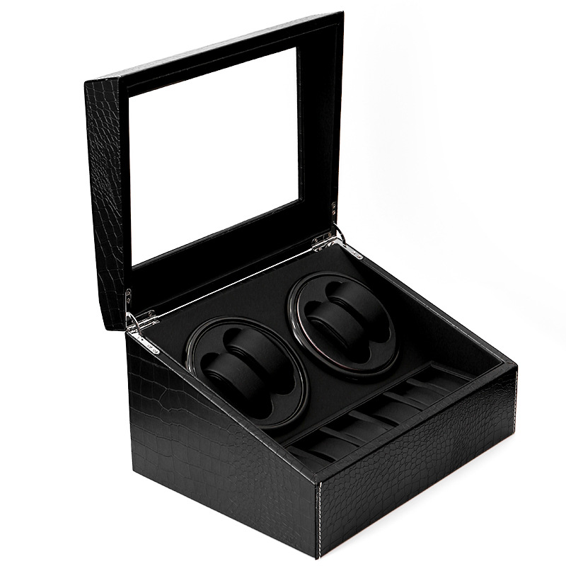 Electric watch Shaker watch storage box black crocodile pattern automatic winding watch box mechanical watch rotating motor box