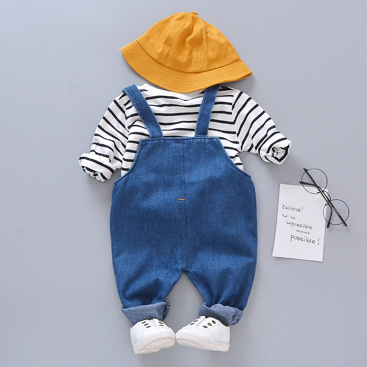 Children's Wear Boys' Strap Set Spring 2023 New Children's Lapel Sweatshirt Two-piece Korean Fashionable Clothes