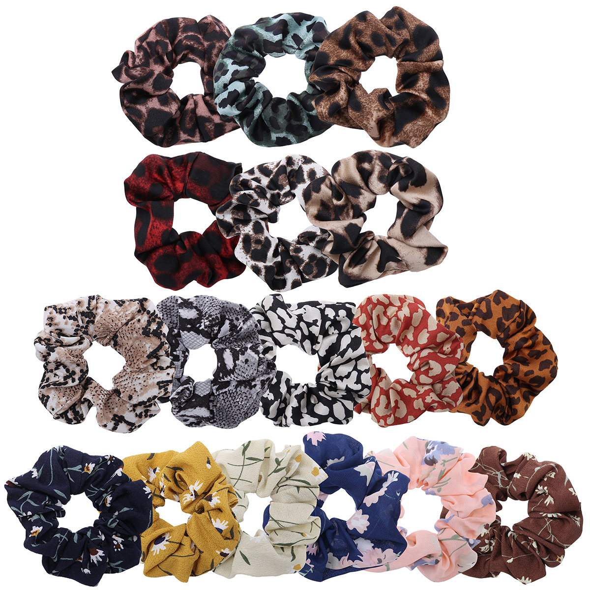 Cross-border Exclusive Large European and American Large Bowel Amazon Combination Set Hair Ring Leopard Color Cloth Ring
