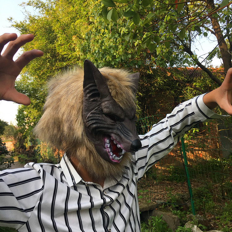 China Horror Devil Ball Full Set Head Halloween Mask Wolf Gloves cosplay Wolf Head Gloves