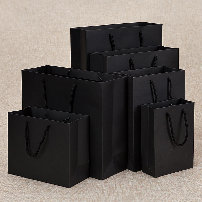 Spot black gift bag paper bag custom clothing handbag wholesale black cardboard bag LOGO factory direct sales