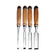 Artisan tools woodworking chisel 4Ps cast iron hanging bag wooden handle woodworking chisel. Two-color through-the-heart Big head nail handle flat chisel