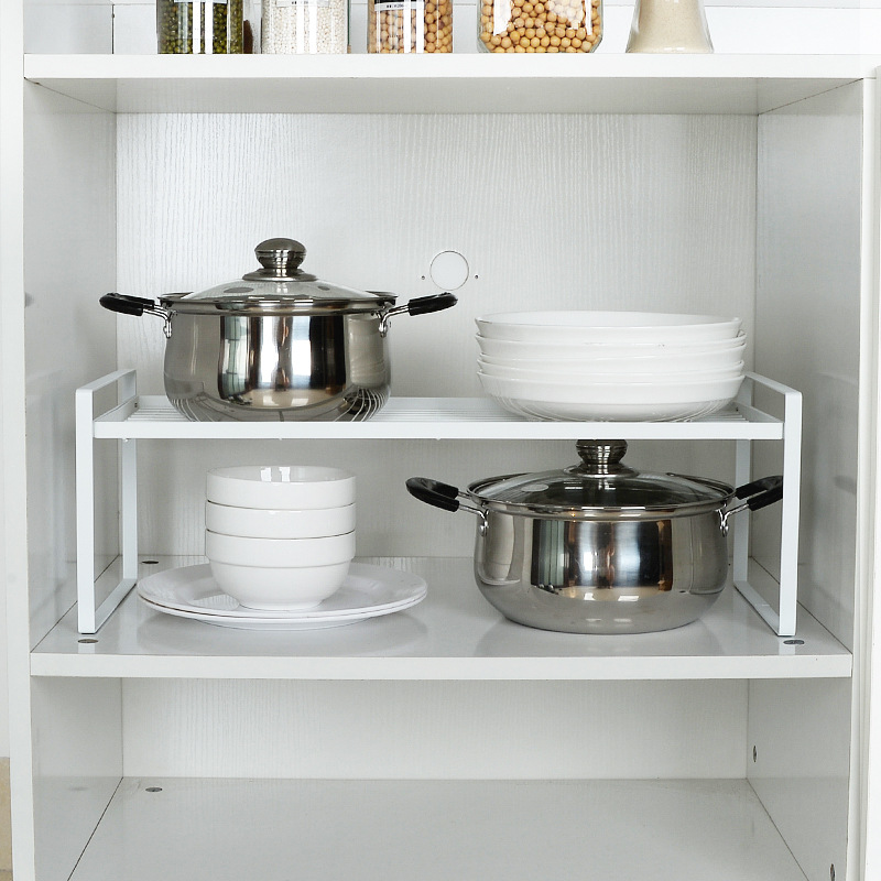 Kitchen supplies layered storage rack bowl dish seasoning storage cabinet inner compartment partition board single double layer pot rack