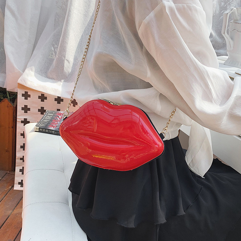 2022 New Fashion Korean chic Chain Lips Small Bag Instagram Style Super Bag Women's All-match Mini Shoulder Crossbody Bag