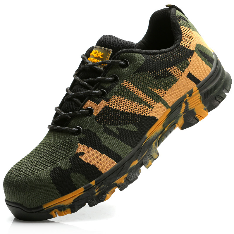 Cross-border wholesale summer breathable fly woven Labor shoes wear-resistant anti-smash anti-puncture work shoes men's safety shoes