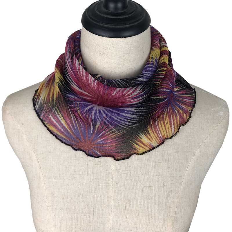 Gold Silk Hanging Ear Varied Neck Women's Spring and Summer Sunscreen Decorative Veil Mask Multifunctional Silk Scarf Neck Protection Small Scarf