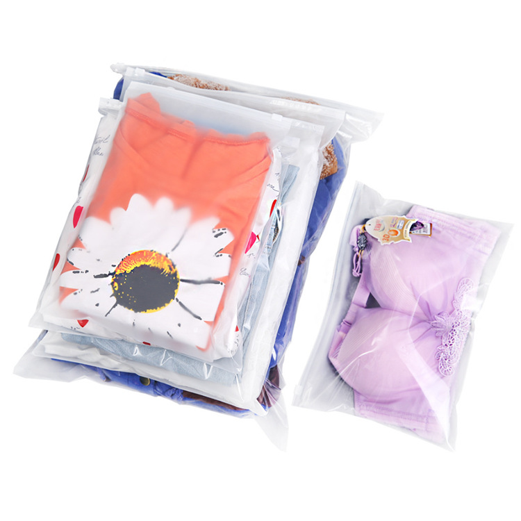 Spot clothes bra self-sealing mask packaging bag pe transparent frosted ladies swimwear underwear clothing zipper bag