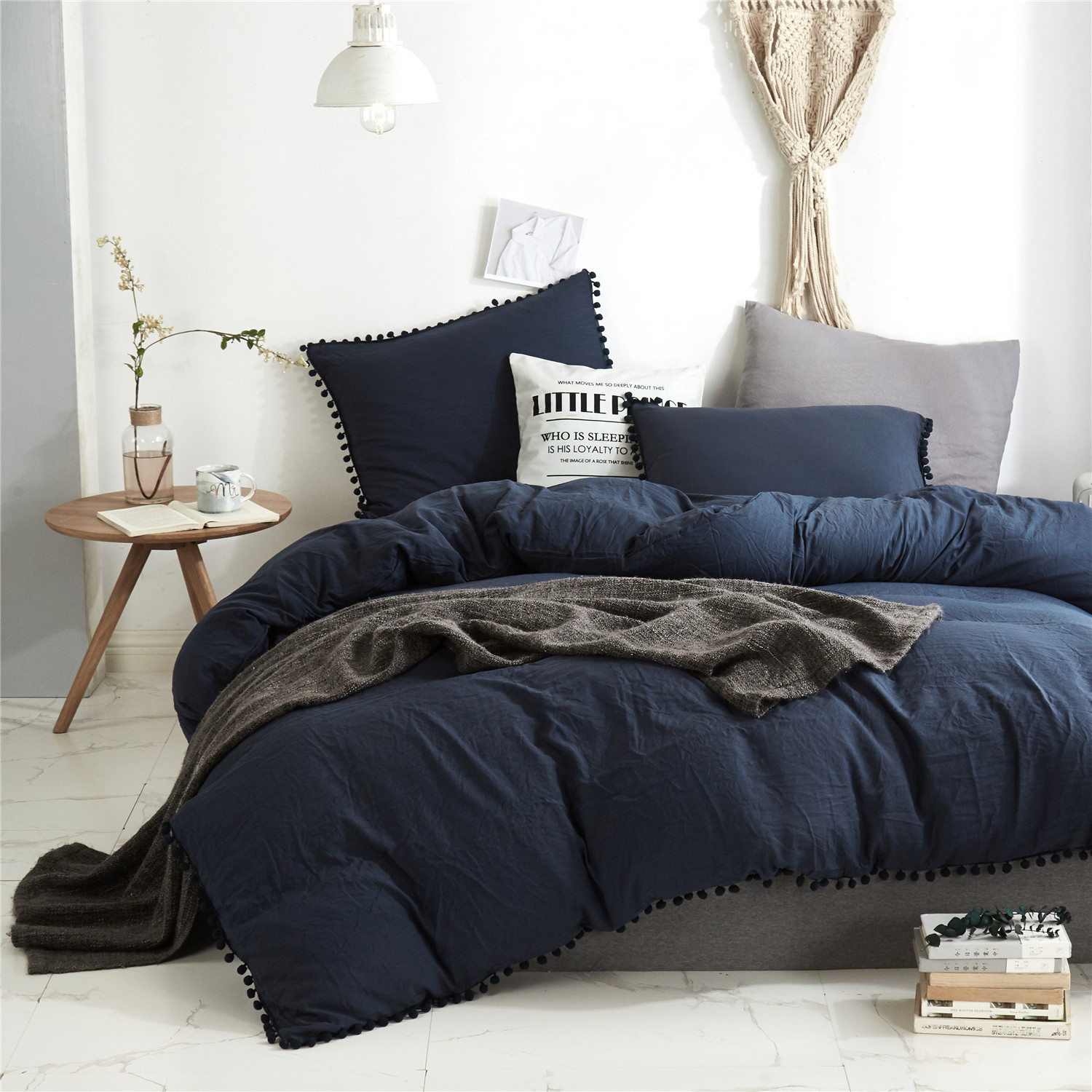 New Solid Color Washed Ball Quilt Cover Three-piece Set Four Seasons Universal Skin-friendly Multi-specification Home Bed Kit