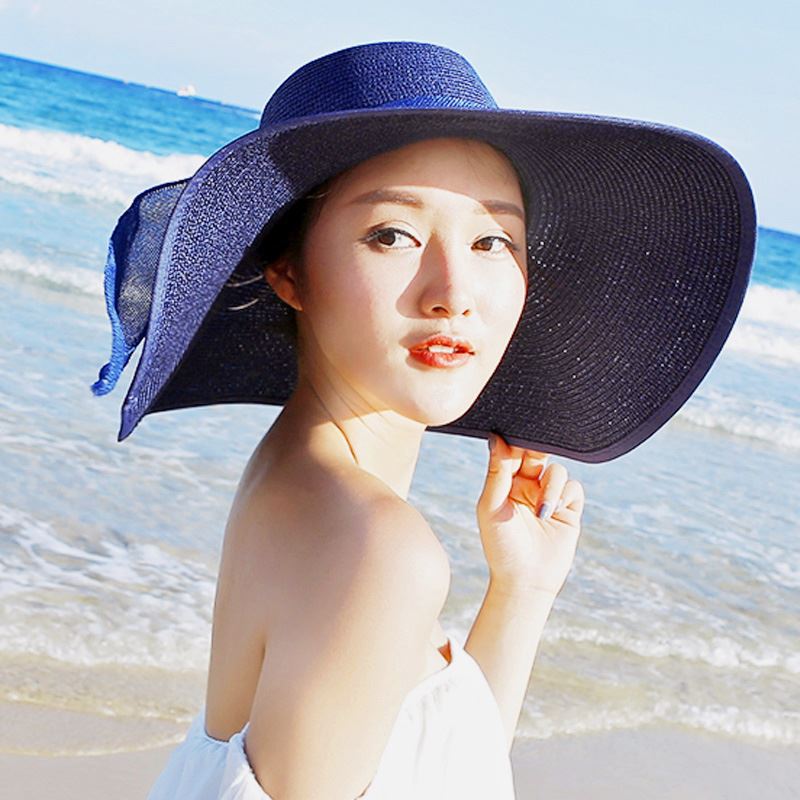 Summer sunscreen Korean-style foldable big eaves Sun Beach beach sunshade hat for traveling straw hat for middle-aged women