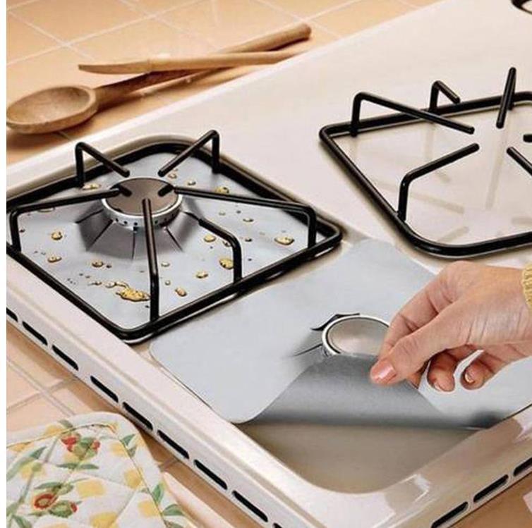 4 Pieces Teflon Gas Stove Protective Mat Anti-fouling Anti-oil Mat Cleaning Mat Spot