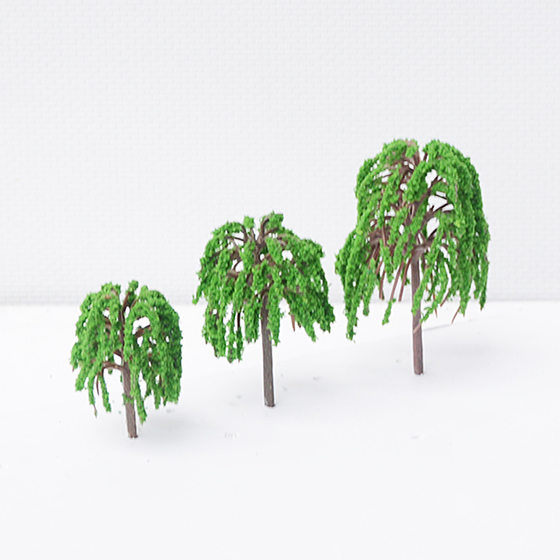 Mini Simulation Willow Model Finished Plastic Scene Model Tree Building Sand Table diy Handmade Micro Landscape Material