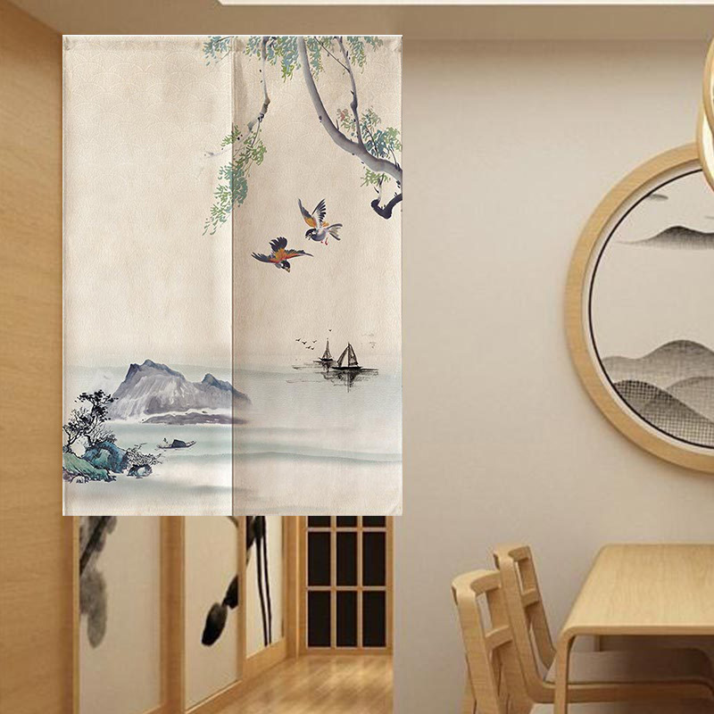 Door Curtain Factory Direct Chinese Style Door Curtain Partition Curtain Kitchen Bedroom Feng Shui Curtain Chinese Style Household Half Curtain
