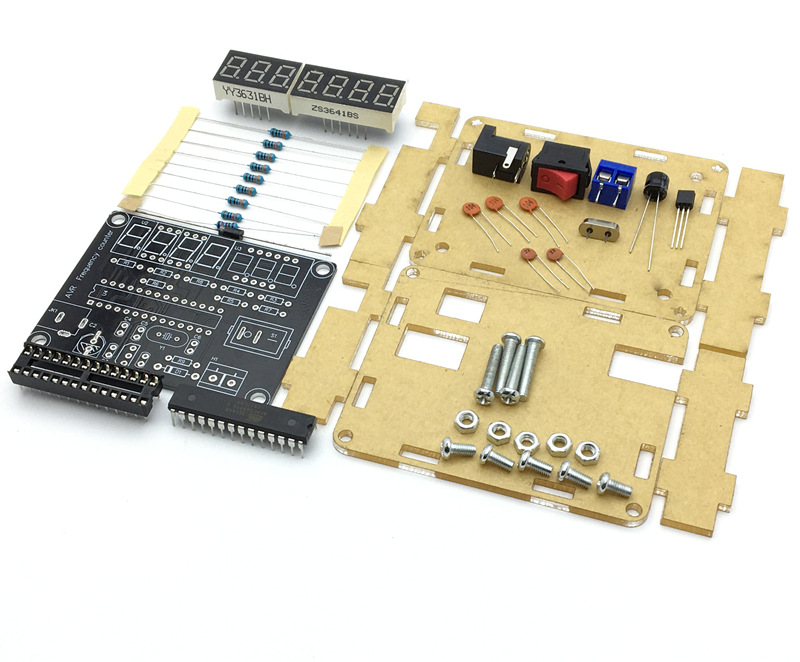 AVR frequency meter measuring production kit DIY 0.45HZ-10MHz spare parts with Shell