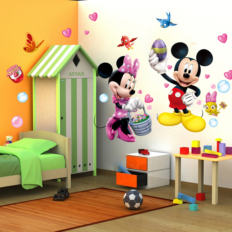 Cartoon Mickey Mickey Mouse Children's Room Sticker Bedroom Decoration Kindergarten Cute Wall Sticker Removable