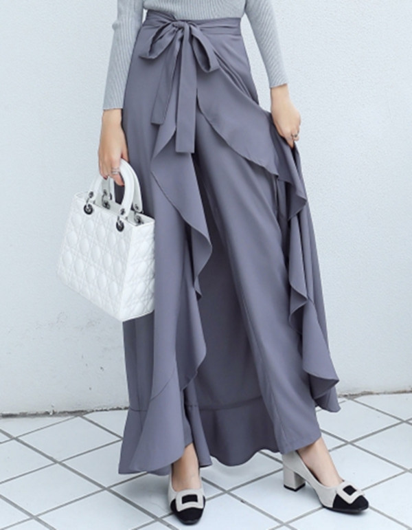 2020 AliExpress Explosions New European and American Irregular Ruffled High Waist Pants Skirt