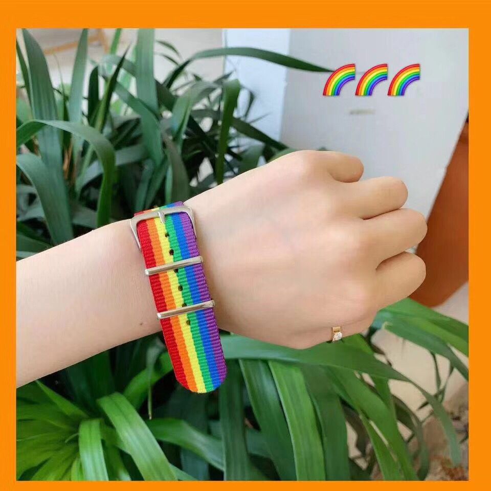 Rainbow strap manufacturers wholesale nylon ins Harajuku rainbow bracelet couple nylon rainbow bracelet