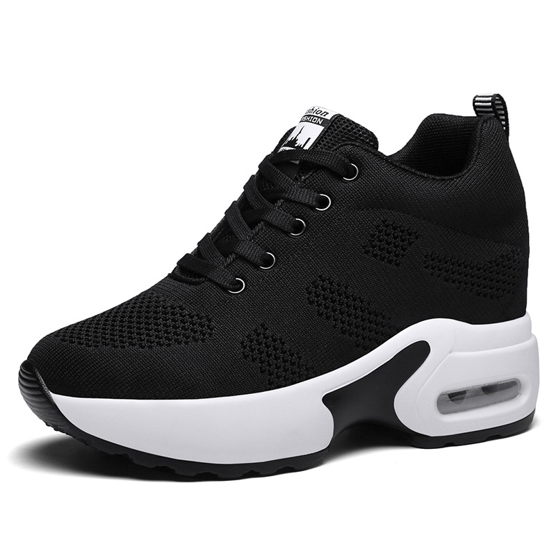 Autumn New Breathable Mesh Square Dance Ghost Dance Shoes Women's Inner Height Sports Shoes Air Cushioned Soft Sole Dance Shoes