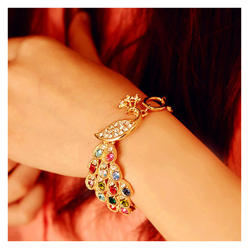 Korea new jewelry fashion colorful peacock bracelet shiny rhinestone Phoenix bracelet wholesale