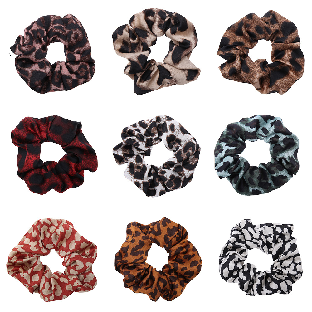 Cross-border Exclusive Large European and American Large Bowel Amazon Combination Set Hair Ring Leopard Color Cloth Ring