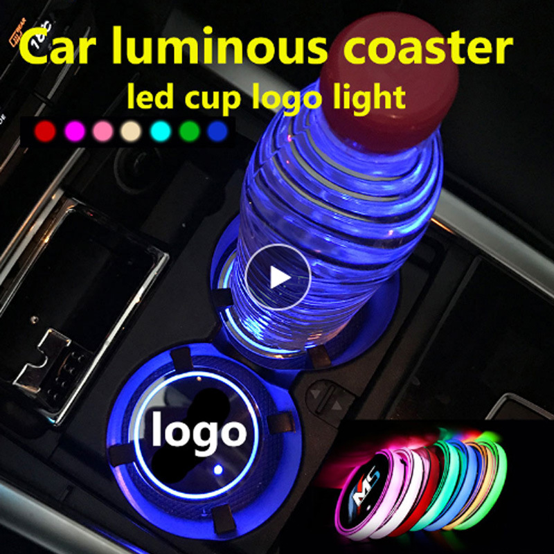 LED car Luminous Cup mat USB charging colorful non-slip coaster car accessories car interior atmosphere light